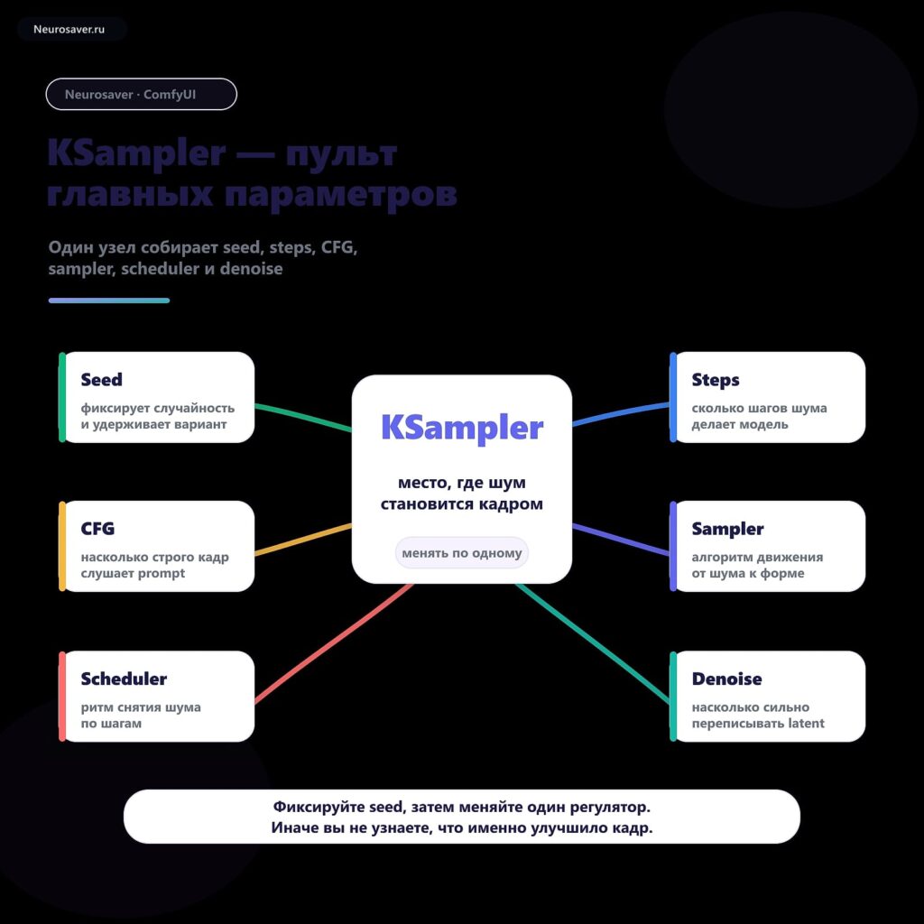KSampler в ComfyUI: какие настройки трогать, а какие оставить в покое