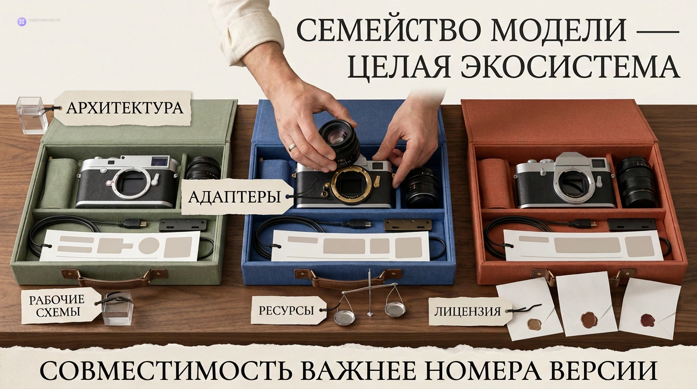 Три системы камер с разными креплениями показывают, что семейство модели выбирают по архитектуре, адаптерам, рабочим схемам, ресурсам и лицензии.