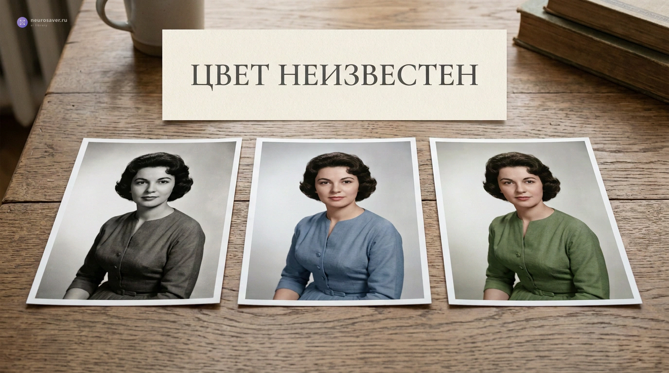 Один условный портрет в монохроме и две раскраски с синим и зелёным платьем; исходный цвет неизвестен