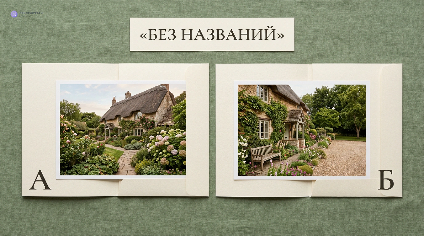 Два изображения садового домика в папках А и Б без названий сервисов